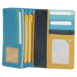 Happy Wallet dames portemonnee harmonica blauw