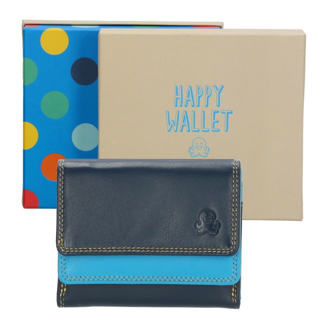 Happy Wallet kleine dames portemonnee blauw -2