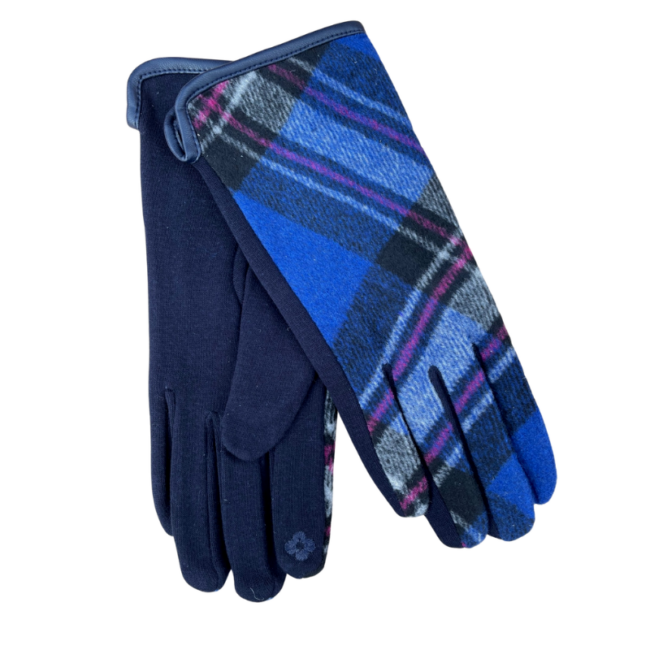 Handschoen dames Schotse ruit blauw