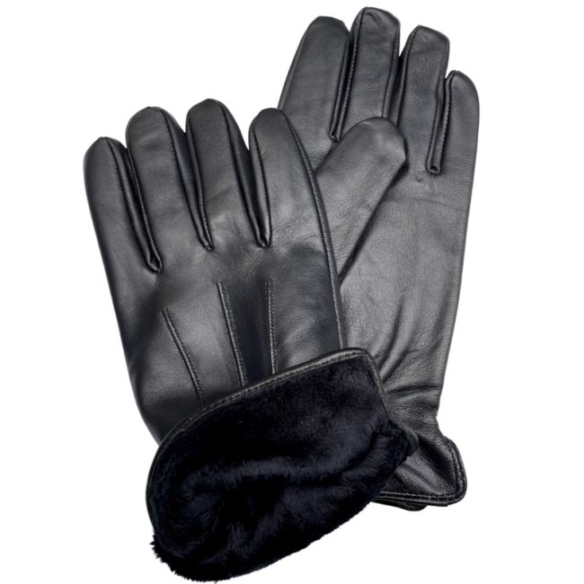 Leren handschoenen gevoerd heren zwart