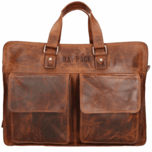 The Rat Pack OF1115 heren laptoptas van bruin buffelleer met twee opbergvakken